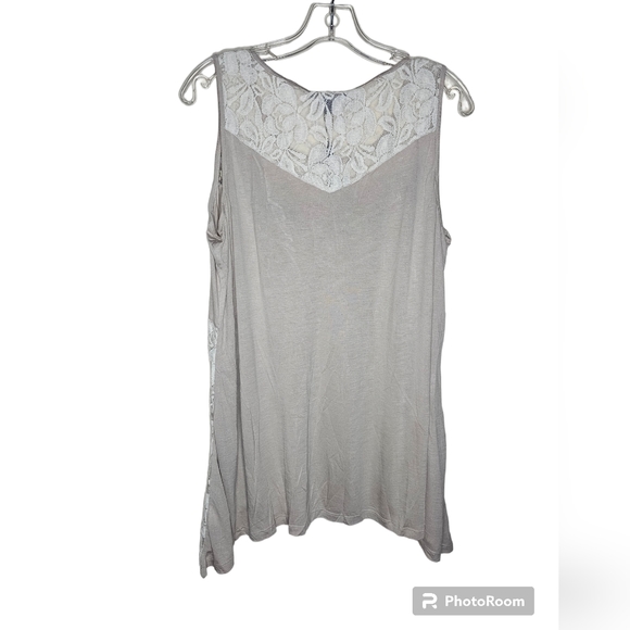 Cable & Gauge women's beige designed sleeveless high-low top size XL - Picture 3 of 8